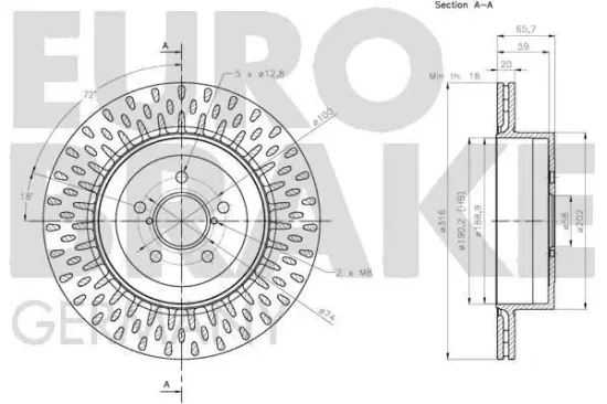 Bremsscheibe Hinterachse EUROBRAKE 5815204423 Bild Bremsscheibe Hinterachse EUROBRAKE 5815204423