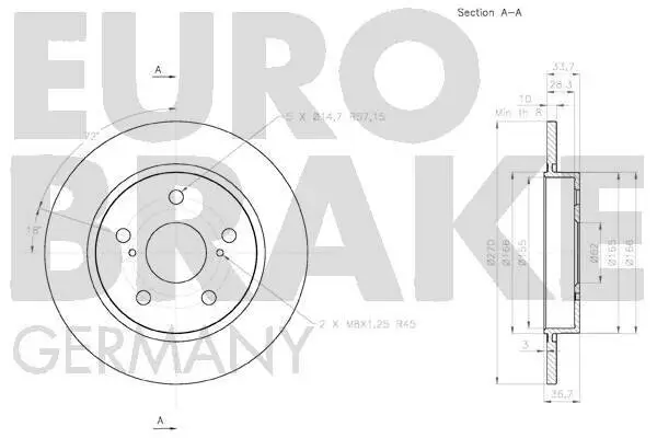 Bremsscheibe EUROBRAKE 58152045123 Bild Bremsscheibe EUROBRAKE 58152045123