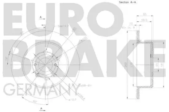 Bremsscheibe Hinterachse EUROBRAKE 58152045144 Bild Bremsscheibe Hinterachse EUROBRAKE 58152045144