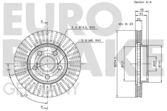 Bremsscheibe Vorderachse EUROBRAKE 5815204539 Bild Bremsscheibe Vorderachse EUROBRAKE 5815204539