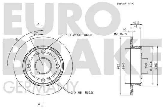 Bremsscheibe Hinterachse EUROBRAKE 5815204553 Bild Bremsscheibe Hinterachse EUROBRAKE 5815204553