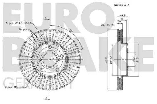 Bremsscheibe Vorderachse EUROBRAKE 5815204578 Bild Bremsscheibe Vorderachse EUROBRAKE 5815204578
