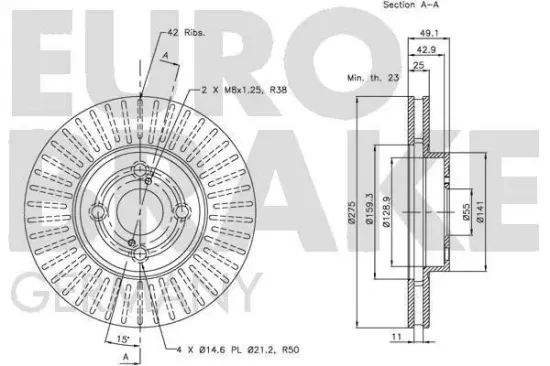 Bremsscheibe Vorderachse EUROBRAKE 5815204583 Bild Bremsscheibe Vorderachse EUROBRAKE 5815204583