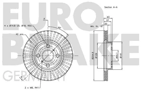 Bremsscheibe Vorderachse EUROBRAKE 58152047184