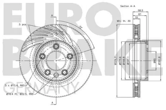 Bremsscheibe Vorderachse rechts EUROBRAKE 58152047104 Bild Bremsscheibe Vorderachse rechts EUROBRAKE 58152047104