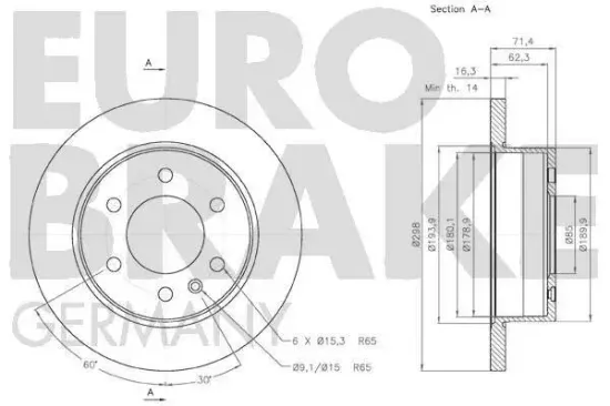 Bremsscheibe EUROBRAKE 58152047122 Bild Bremsscheibe EUROBRAKE 58152047122