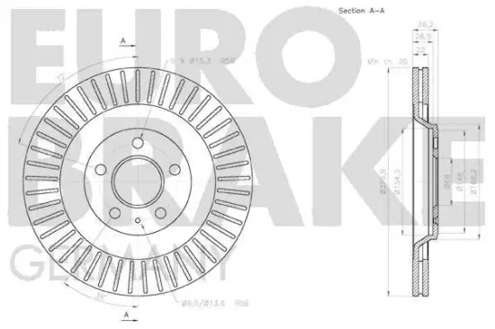 Bremsscheibe Hinterachse EUROBRAKE 58152047130 Bild Bremsscheibe Hinterachse EUROBRAKE 58152047130
