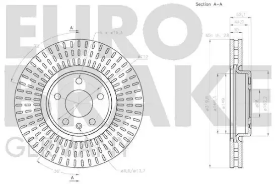 Bremsscheibe EUROBRAKE 58152047153 Bild Bremsscheibe EUROBRAKE 58152047153