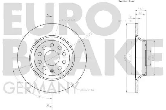 Bremsscheibe Hinterachse EUROBRAKE 58152047160 Bild Bremsscheibe Hinterachse EUROBRAKE 58152047160