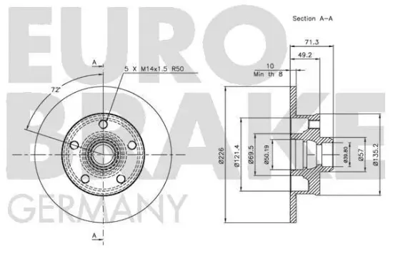 Bremsscheibe Hinterachse EUROBRAKE 5815204736 Bild Bremsscheibe Hinterachse EUROBRAKE 5815204736