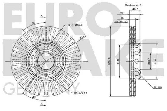 Bremsscheibe EUROBRAKE 5815204743 Bild Bremsscheibe EUROBRAKE 5815204743