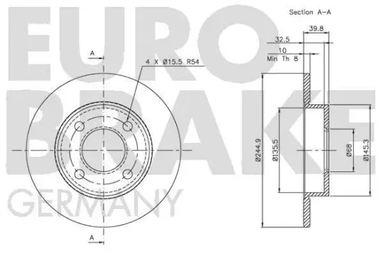 Bremsscheibe Hinterachse EUROBRAKE 5815204748 Bild Bremsscheibe Hinterachse EUROBRAKE 5815204748