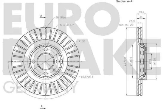 Bremsscheibe Vorderachse EUROBRAKE 5815204755 Bild Bremsscheibe Vorderachse EUROBRAKE 5815204755