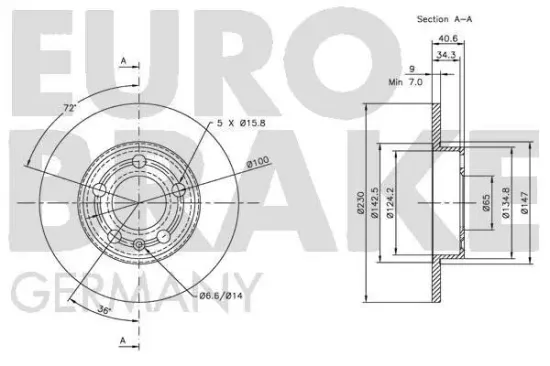 Bremsscheibe EUROBRAKE 5815204761 Bild Bremsscheibe EUROBRAKE 5815204761