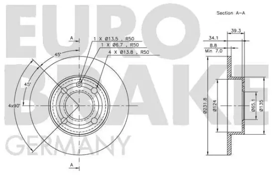 Bremsscheibe Hinterachse EUROBRAKE 5815204771 Bild Bremsscheibe Hinterachse EUROBRAKE 5815204771