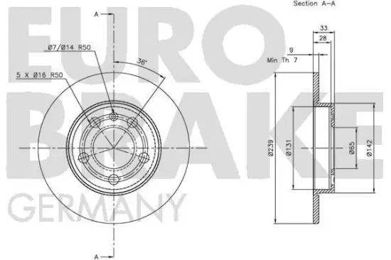 Bremsscheibe Hinterachse EUROBRAKE 5815204779 Bild Bremsscheibe Hinterachse EUROBRAKE 5815204779