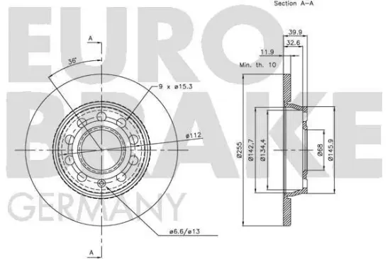 Bremsscheibe Hinterachse EUROBRAKE 5815204782 Bild Bremsscheibe Hinterachse EUROBRAKE 5815204782