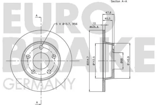 Bremsscheibe Hinterachse EUROBRAKE 5815204784 Bild Bremsscheibe Hinterachse EUROBRAKE 5815204784
