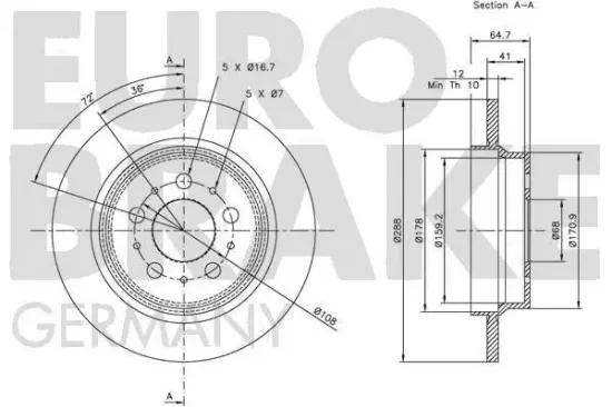 Bremsscheibe EUROBRAKE 5815204843 Bild Bremsscheibe EUROBRAKE 5815204843