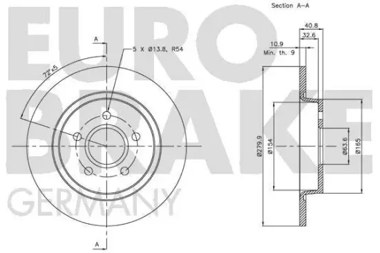 Bremsscheibe Hinterachse EUROBRAKE 5815204847 Bild Bremsscheibe Hinterachse EUROBRAKE 5815204847