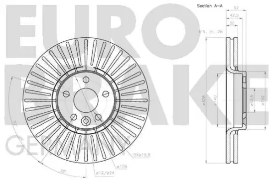 Bremsscheibe Vorderachse EUROBRAKE 5815204860 Bild Bremsscheibe Vorderachse EUROBRAKE 5815204860