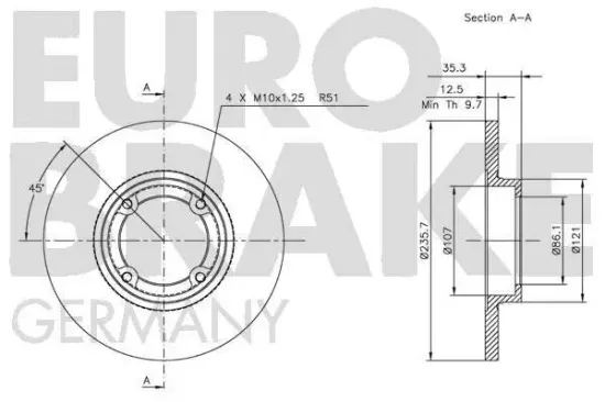Bremsscheibe Vorderachse EUROBRAKE 5815205001 Bild Bremsscheibe Vorderachse EUROBRAKE 5815205001