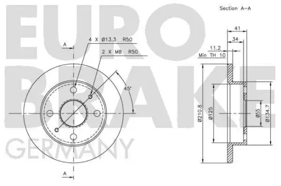 Bremsscheibe Vorderachse EUROBRAKE 5815205109 Bild Bremsscheibe Vorderachse EUROBRAKE 5815205109