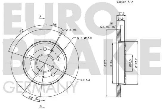 Bremsscheibe Vorderachse EUROBRAKE 5815205112 Bild Bremsscheibe Vorderachse EUROBRAKE 5815205112