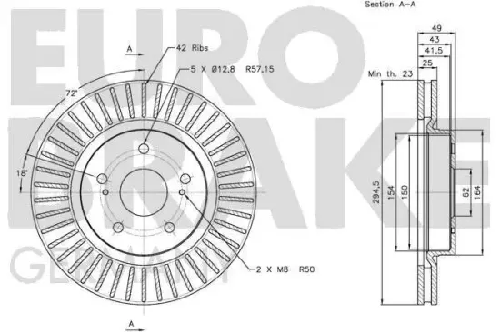 Bremsscheibe Vorderachse EUROBRAKE 5815205216 Bild Bremsscheibe Vorderachse EUROBRAKE 5815205216