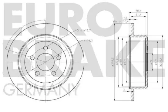 Bremsscheibe Hinterachse EUROBRAKE 5815209322 Bild Bremsscheibe Hinterachse EUROBRAKE 5815209322
