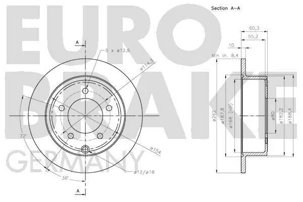 Bremsscheibe Vorderachse EUROBRAKE 58153115104