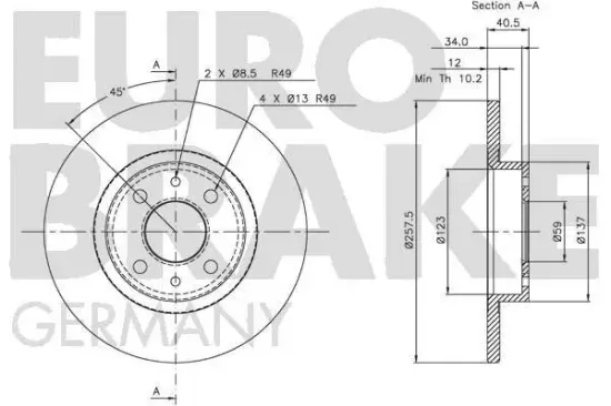 Bremsscheibe EUROBRAKE 5815209932 Bild Bremsscheibe EUROBRAKE 5815209932