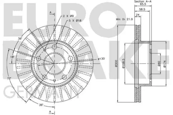 Bremsscheibe Hinterachse EUROBRAKE 5815311557 Bild Bremsscheibe Hinterachse EUROBRAKE 5815311557
