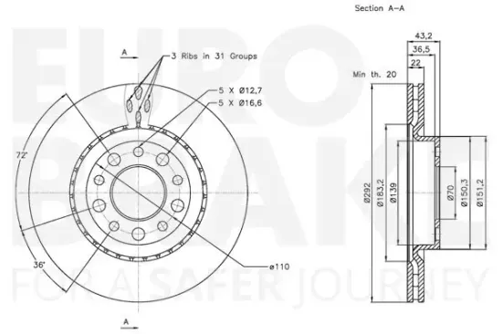 Bremsscheibe EUROBRAKE 5815311566 Bild Bremsscheibe EUROBRAKE 5815311566
