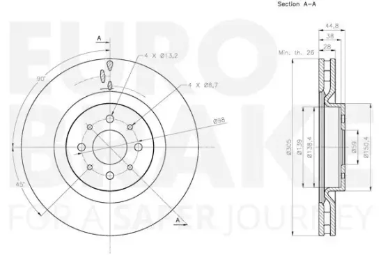Bremsscheibe Hinterachse EUROBRAKE 5815311569 Bild Bremsscheibe Hinterachse EUROBRAKE 5815311569