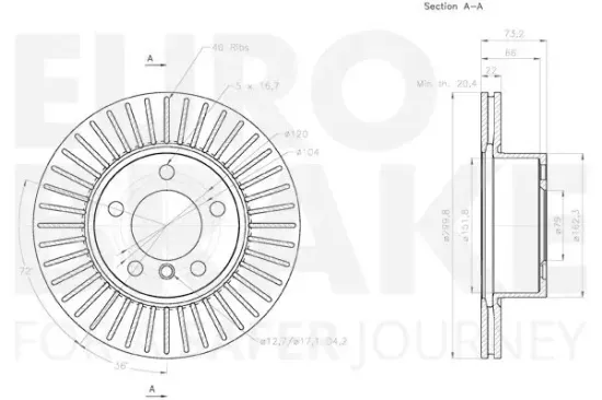Bremsscheibe Vorderachse EUROBRAKE 58153115101 Bild Bremsscheibe Vorderachse EUROBRAKE 58153115101