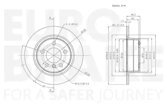 Bremsscheibe Hinterachse EUROBRAKE 58153115102 Bild Bremsscheibe Hinterachse EUROBRAKE 58153115102