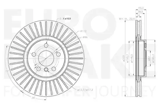 Bremsscheibe Vorderachse EUROBRAKE 58153115115 Bild Bremsscheibe Vorderachse EUROBRAKE 58153115115