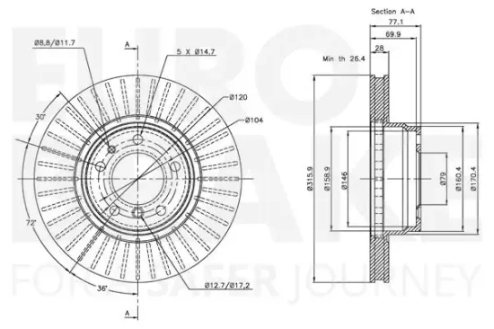 Bremsscheibe Hinterachse EUROBRAKE 5815312229 Bild Bremsscheibe Hinterachse EUROBRAKE 5815312229