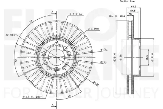 Bremsscheibe Vorderachse EUROBRAKE 5815311547 Bild Bremsscheibe Vorderachse EUROBRAKE 5815311547