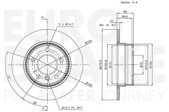 Bremsscheibe Hinterachse EUROBRAKE 5815311557 Bild Bremsscheibe Hinterachse EUROBRAKE 5815311557