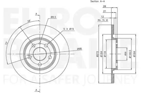 Bremsscheibe Hinterachse EUROBRAKE 5815311934 Bild Bremsscheibe Hinterachse EUROBRAKE 5815311934