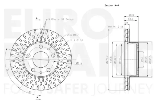 Bremsscheibe EUROBRAKE 5815311941 Bild Bremsscheibe EUROBRAKE 5815311941