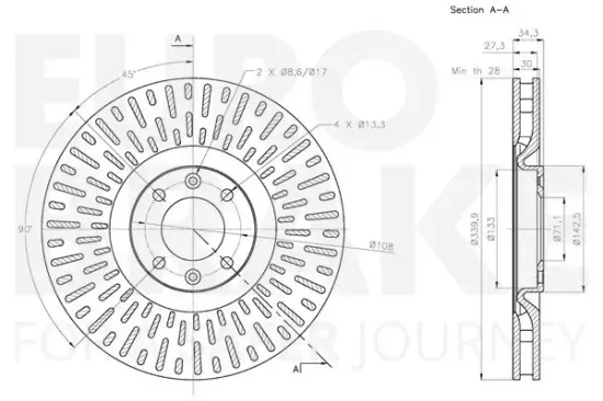 Bremsscheibe Vorderachse EUROBRAKE 5815311953 Bild Bremsscheibe Vorderachse EUROBRAKE 5815311953