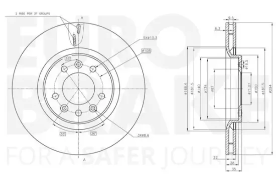 Bremsscheibe Vorderachse EUROBRAKE 58153125117 Bild Bremsscheibe Vorderachse EUROBRAKE 58153125117