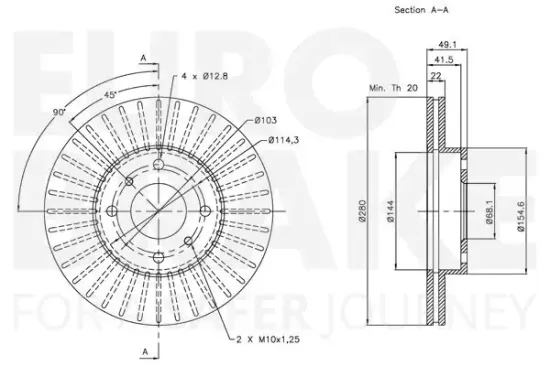 Bremsscheibe EUROBRAKE 5815312251 Bild Bremsscheibe EUROBRAKE 5815312251