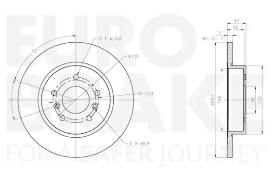 Bremsscheibe Hinterachse EUROBRAKE 5815312291 Bild Bremsscheibe Hinterachse EUROBRAKE 5815312291
