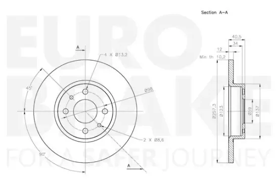 Bremsscheibe Vorderachse EUROBRAKE 5815312365 Bild Bremsscheibe Vorderachse EUROBRAKE 5815312365