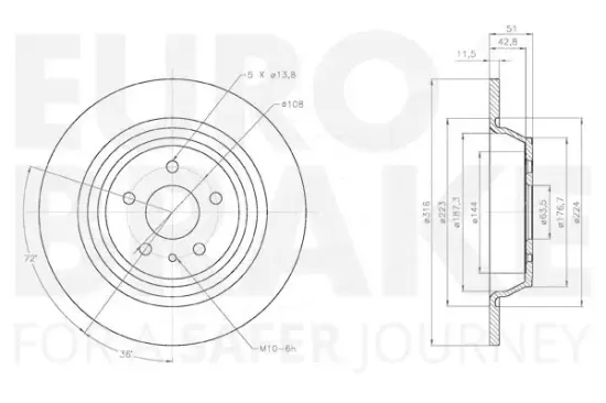 Bremsscheibe Hinterachse EUROBRAKE 58153125102 Bild Bremsscheibe Hinterachse EUROBRAKE 58153125102
