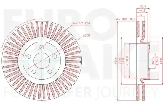Bremsscheibe Vorderachse EUROBRAKE 58153125107 Bild Bremsscheibe Vorderachse EUROBRAKE 58153125107